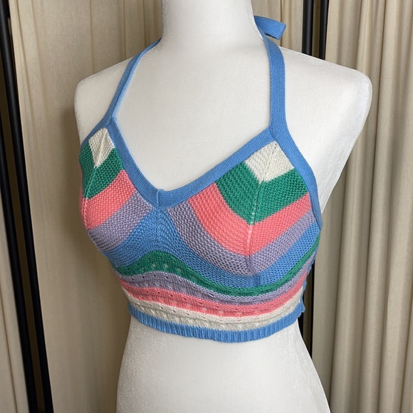 EUC- ASOS- RARE!! Boho STRADIVARIUS- CROCHETED CROP TOP Festival top! Hippie - Picture 3 of 10